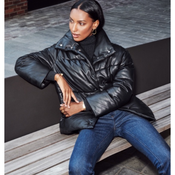 dynamite ladies vegan leather city puffer. size medium - Picture 5 of 6